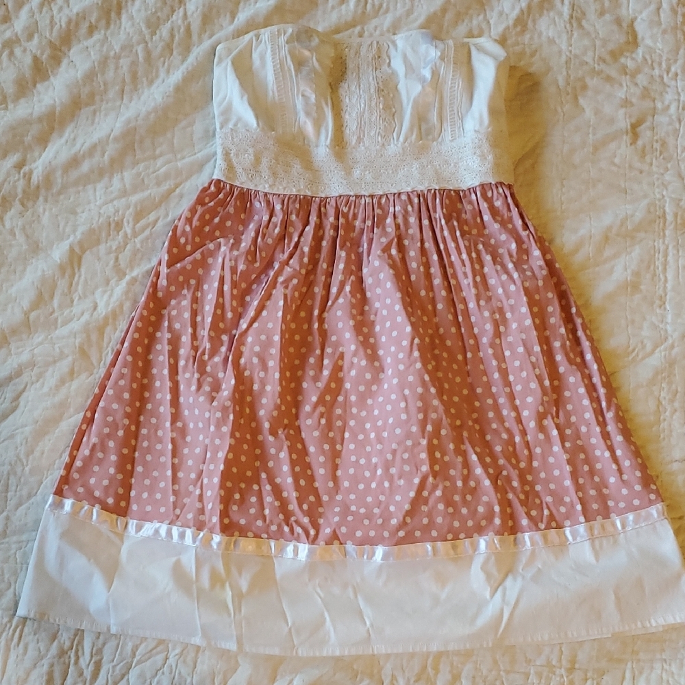 Speechless White and Pink Polka Dot Dress sz 7 Worn once